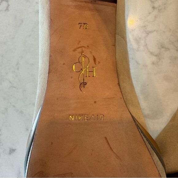 Cole Haan w/Nike Air Chelsea Double Platform Pump. Nude Calf Hair Suede. Size 7 - Picture 8 of 9